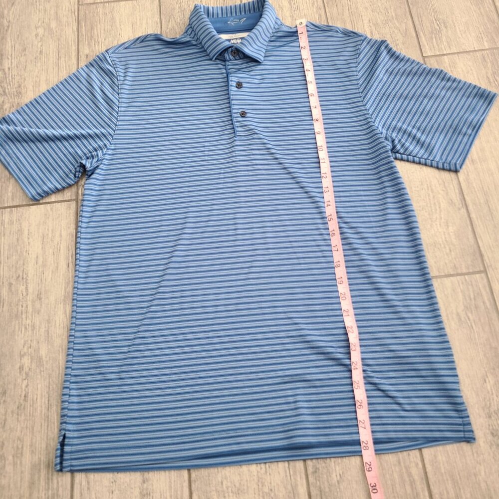 Greg Norman ML75 play dry men's blue striped short sleeve collared golf shirt M - Picture 5 of 9